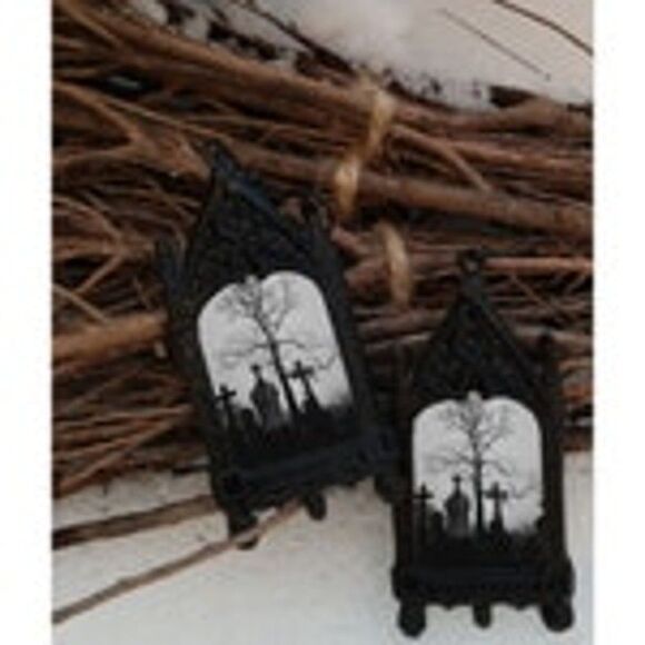 Cross Earrings Gothic Tombstones Cemetery Arches Jewelry Grunge GothcoreDarkness - Picture 2 of 2